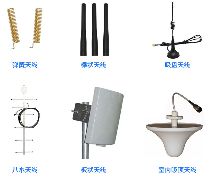 天線類型：彈簧天線、棒狀天線、吸盤天線、八木天線、板狀天線、室內(nèi)吸頂天線。